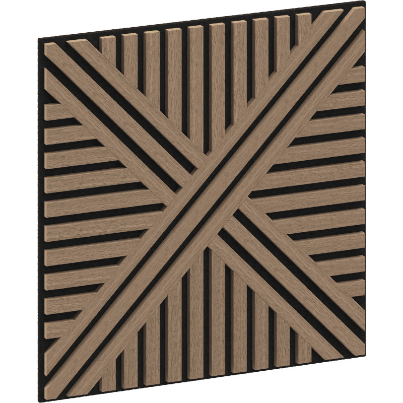 Mexen Linea 05 acoustic wall panel 60 x 60 cm (4pcs), 9 mm felt, technical veneer, Light Walnut - S110-60607-05-047