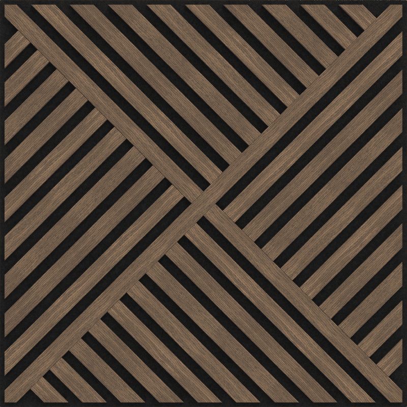 Mexen Linea 08 acoustic wall panel 60 x 60 cm (4pcs), 9 mm felt, technical veneer, Dark Walnut - S110-60607-08-044