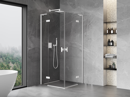 Mexen Mist-H L Duo hinged shower cabin 105 x 105 cm, transparent, white - 8A5L-105L-105P-20-00