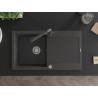 Mexen Leo 1-bowl granite sink with drainer and Duero kitchen faucet, speckled black - 6501-76-671600-76