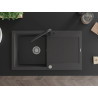 Mexen Leo 1-Bowl Granite Sink with Drainer and Duero Kitchen Faucet, Speckled Black - 6501-76-671600-70