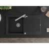 Mexen Leo granite single-basin sink with drainer and Duero kitchen faucet, black - 6501-77-671600-00