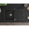 Mexen Leo 1-bowl granite sink with drainer and Duero kitchen faucet, black - 6501-77-671600-70