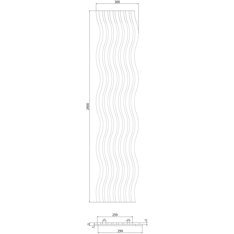 Mexen Lam-SF 01 acoustic wall slats 280 x 30 cm, 9 mm felt, technical veneer, Dark Walnut - S106-280-01-044