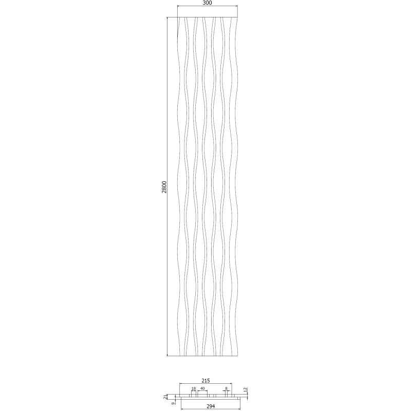 Mexen Lam-SF 01 Lam-SF 26 Acoustic Wall Slats 280 x 30 cm, 9 mm Felt, Technical Veneer, Bleached Oak - S106-280-26-040