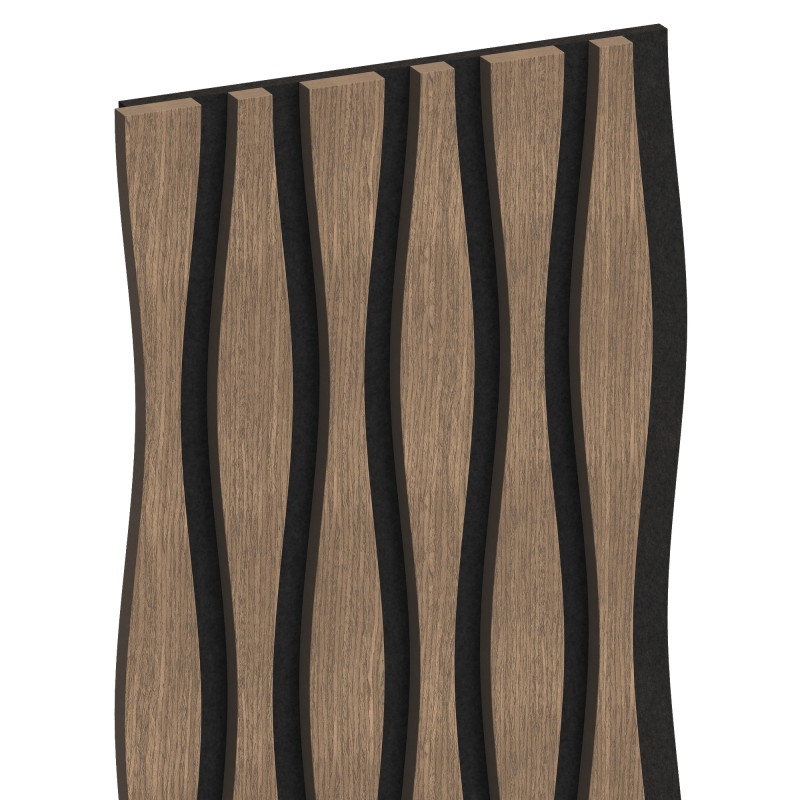 Mexen Lam-SF 01 Lam-SF 26 Acoustic Wall Slats 280 x 30 cm, 9 mm Felt, Technical Veneer, Dark Walnut - S106-280-26-044