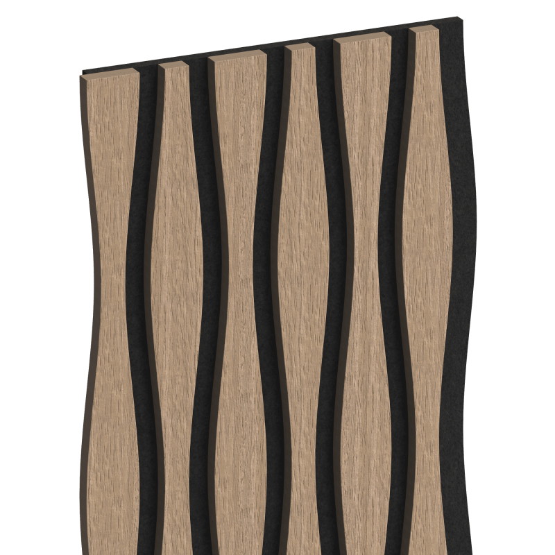 Mexen Lam-SF 01 Lam-SF 26 Acoustic Wall Slats 280 x 30 cm, 9 mm Felt, Technical Veneer, Light Walnut - S106-280-26-047