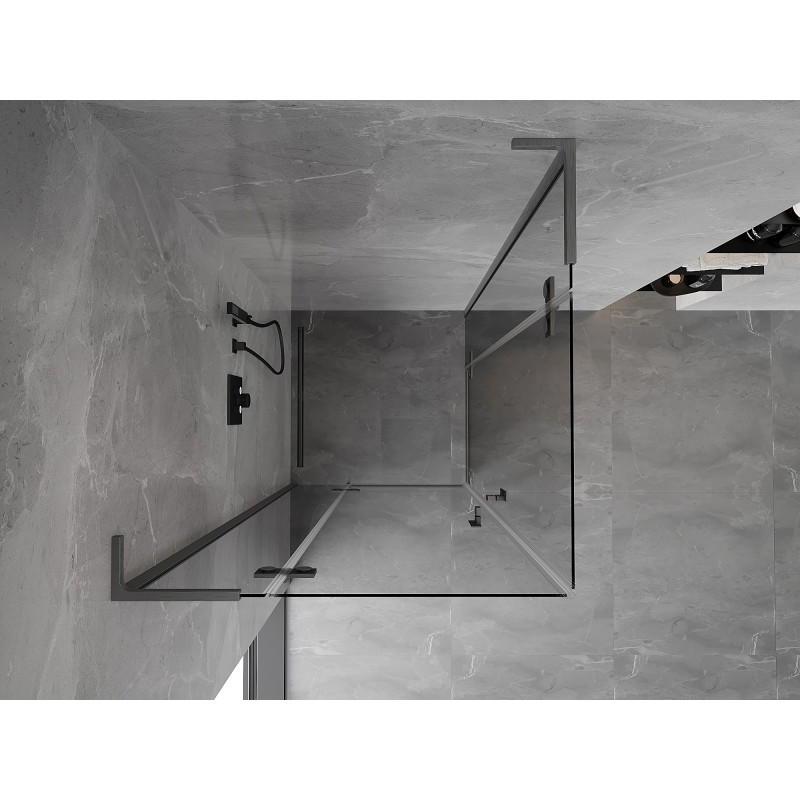 Mexen Mist-H L Duo swing shower cabin 80 x 80 cm, transparent, brushed gun gray - 8A5L-080L-080P-66-00