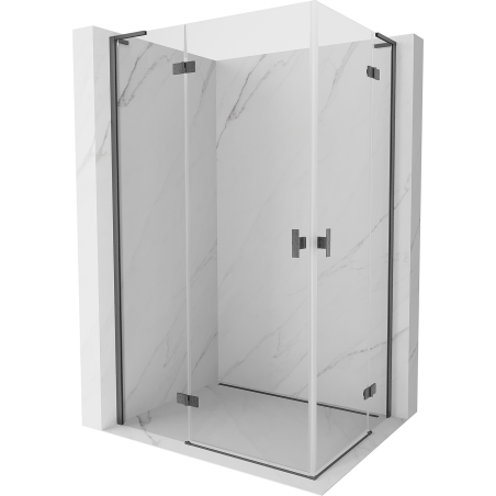 Mexen Mist-H L Duo Hinged Shower Cabin Left 110 x 80 cm, Transparent, Brushed Gun Gray - 8A5L-110L-080P-66-00