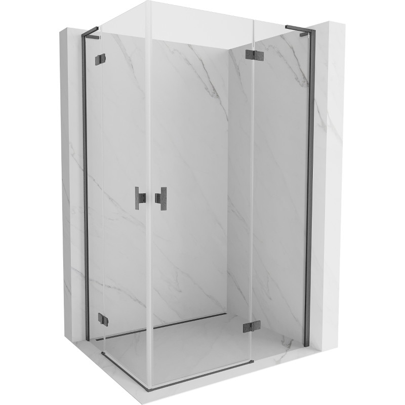 Mexen Mist-H L Duo right swing shower cabin 80 x 85 cm, transparent, brushed gun gray - 8A5L-080L-085P-66-00