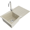Mexen Cesar 1-compartment granite sink with a drip tray and kitchen mixer tap Telma, Beige - 6514-69-670200-00