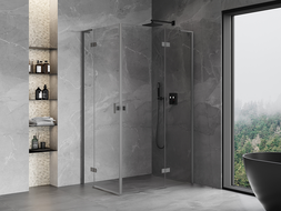 Mexen Mist-H L Duo right-handed hinged shower cabin 95 x 100 cm, transparent, brushed gun gray - 8A5L-095L-100P-66-00