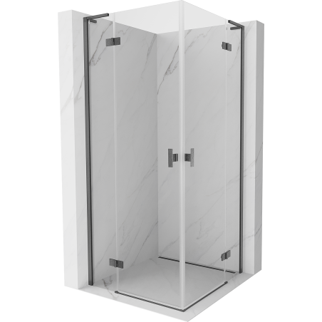 Mexen Mist-H L Duo shower cabin hinged 100 x 100 cm, transparent, brushed gun gray - 8A5L-100L-100P-66-00