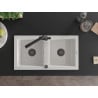 Mexen Mario 2-compartment granite sink with a kitchen mixer tap Duero, White - 6504-20-671600-70