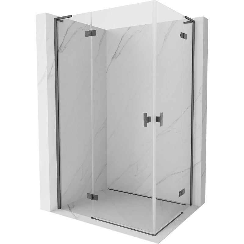 Mexen Mist-H L Duo tilt left shower cabin 110 x 100 cm, transparent, brushed gun gray - 8A5L-110L-100P-66-00