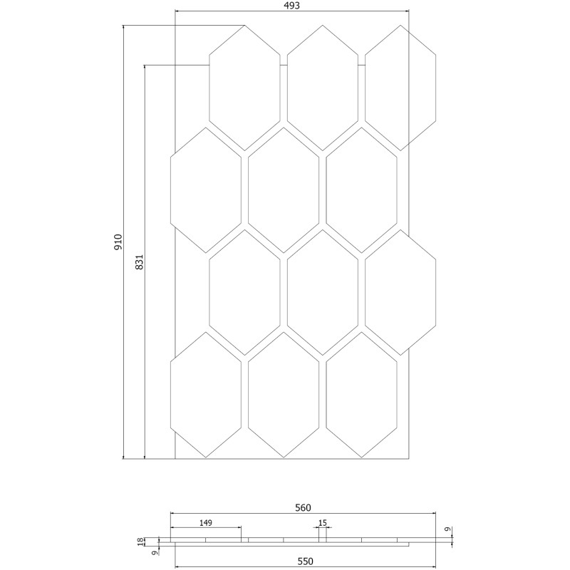 Mexen Form 01 acoustic wall panel 91 x 56 cm (4 pcs), 9 mm felt, technical veneer, Bleached Oak - S111-91567-01-040