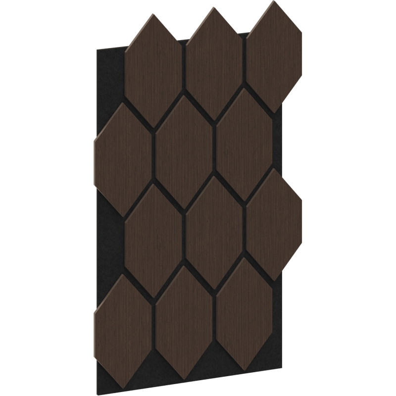 Mexen Form 01 acoustic wall panel 91 x 56 cm (4 pieces), 9 mm felt, technical veneer, Mocca Oak - S111-91567-01-045