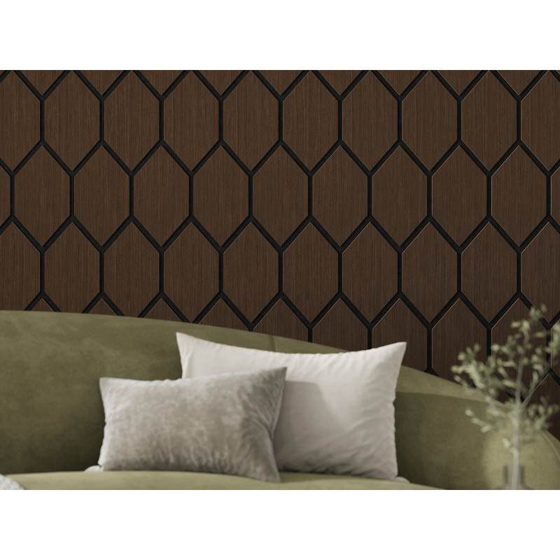 Mexen Form 01 acoustic wall panel 91 x 56 cm (4 pieces), 9 mm felt, technical veneer, Mocca Oak - S111-91567-01-045