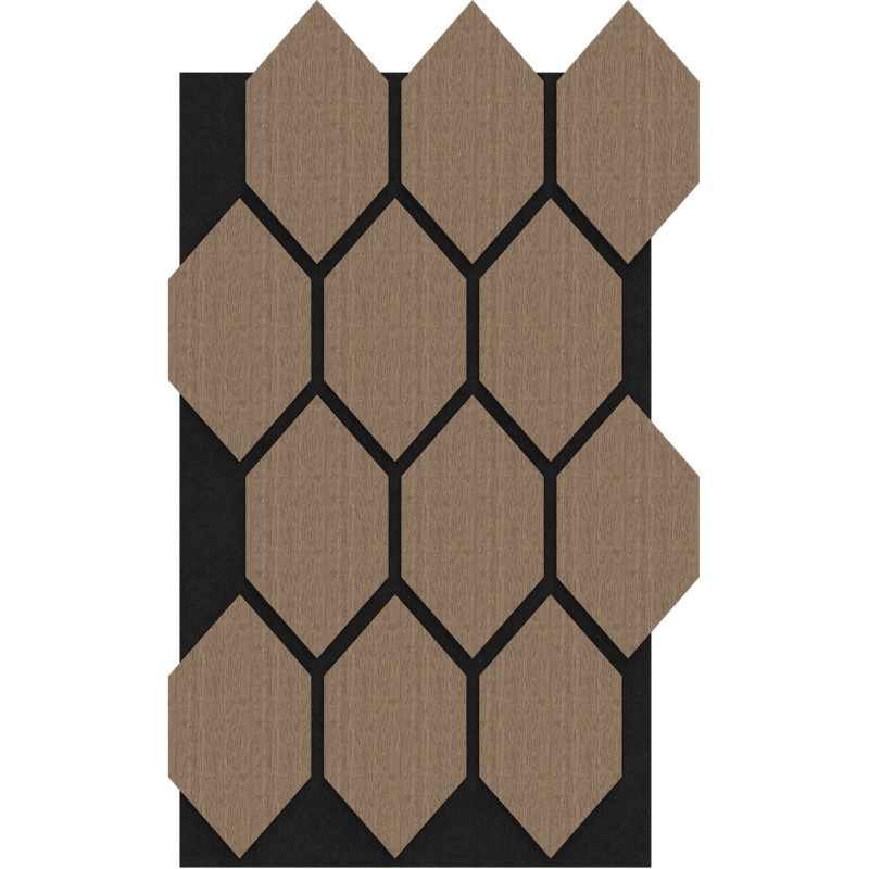 Mexen Form 01 acoustic wall panel 91 x 56 cm (4 pcs), 9 mm felt, technical veneer, Light Walnut - S111-91567-01-047