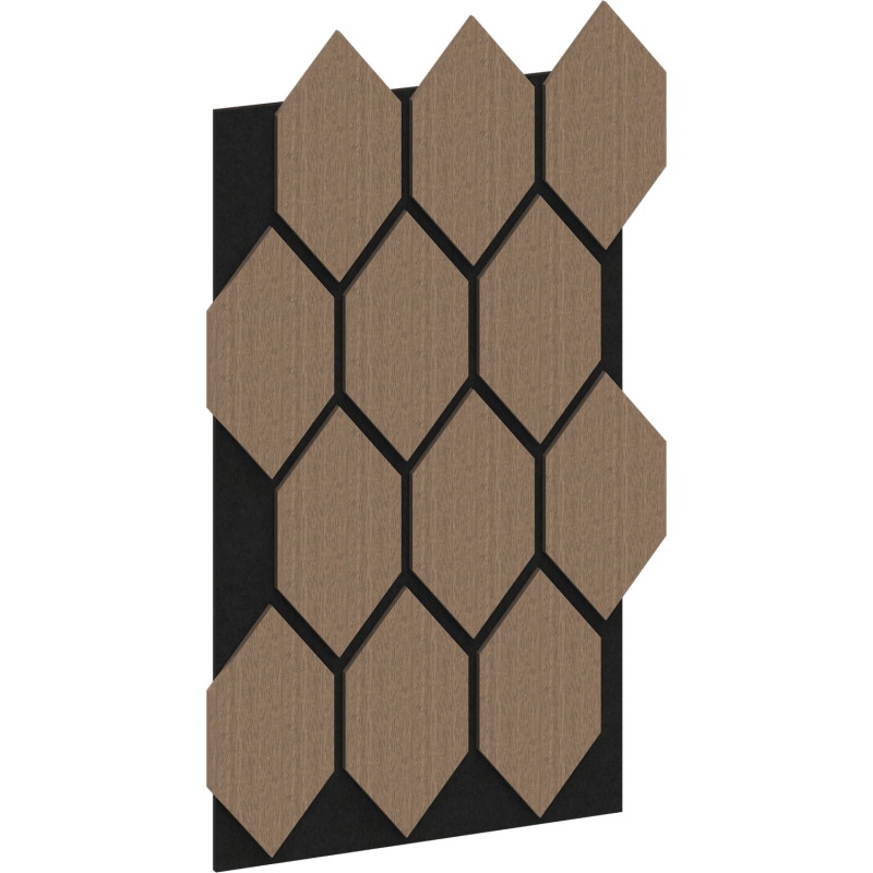 Mexen Form 01 acoustic wall panel 91 x 56 cm (4 pcs), 9 mm felt, technical veneer, Light Walnut - S111-91567-01-047