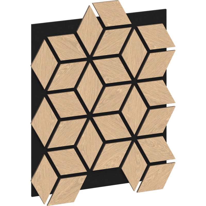 Mexen Form 02 acoustic wall panel 81 x 66 cm (4 pcs), 9 mm felt, technical veneer, Bleached Oak - S111-81667-02-040