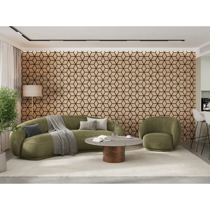 Mexen Form 02 acoustic wall panel 81 x 66 cm (4 pcs), 9 mm felt, technical veneer, Bleached Oak - S111-81667-02-040