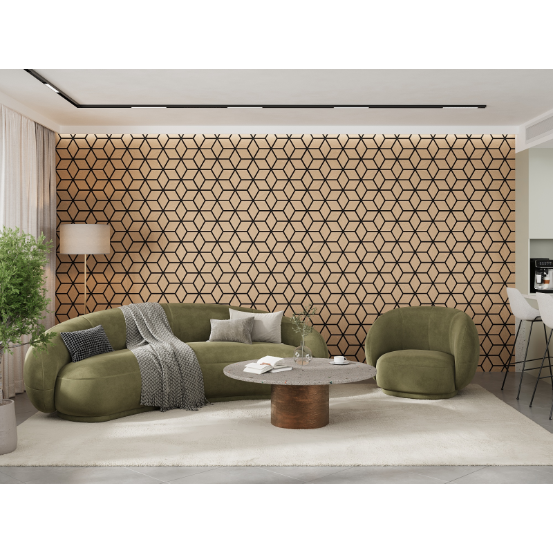 Mexen Lam-B Wall Slats 275 x 30 cm, 4 mm HDF Board, Technical Veneer, Sand Oak - S100-275307-3015-001