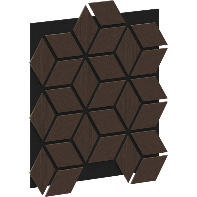 Mexen Form 02 acoustic wall panel 81 x 66 cm (4 pcs), 9 mm felt, technical veneer, Mocca Oak - S111-81667-02-045