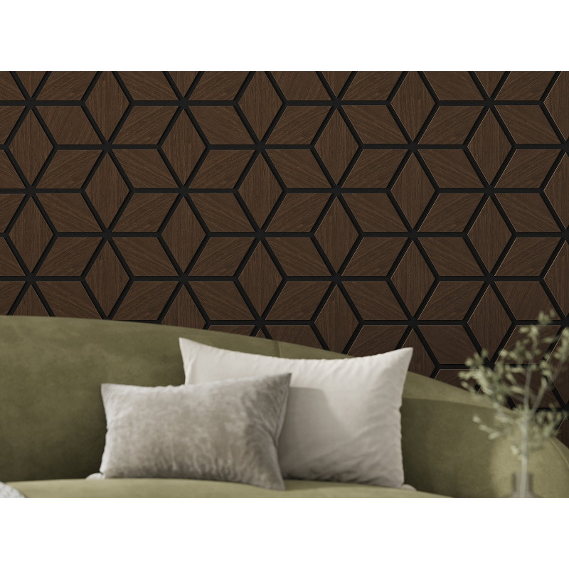 Mexen Form 02 acoustic wall panel 81 x 66 cm (4 pcs), 9 mm felt, technical veneer, Mocca Oak - S111-81667-02-045