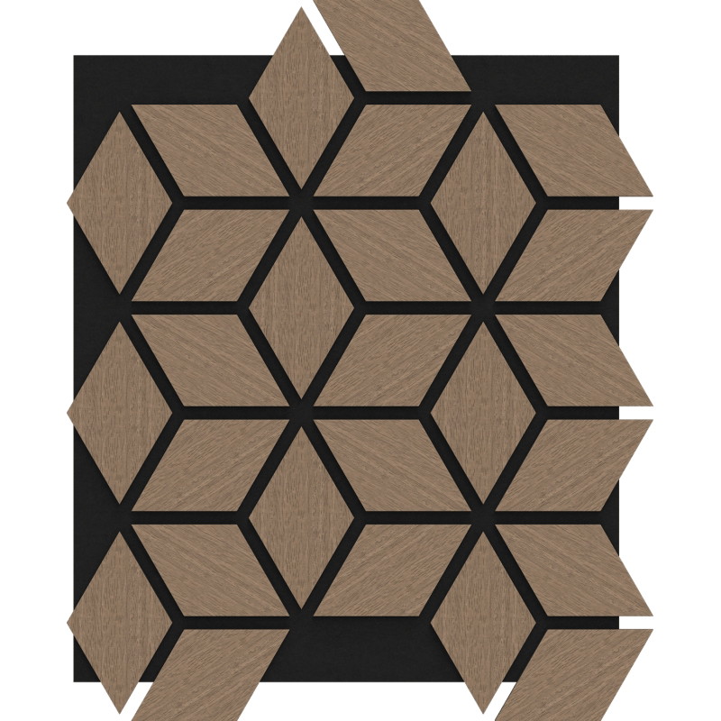 Mexen Form 02 acoustic wall panel 81 x 66 cm (4 pcs), 9 mm felt, technical veneer, Light Walnut - S111-81667-02-047