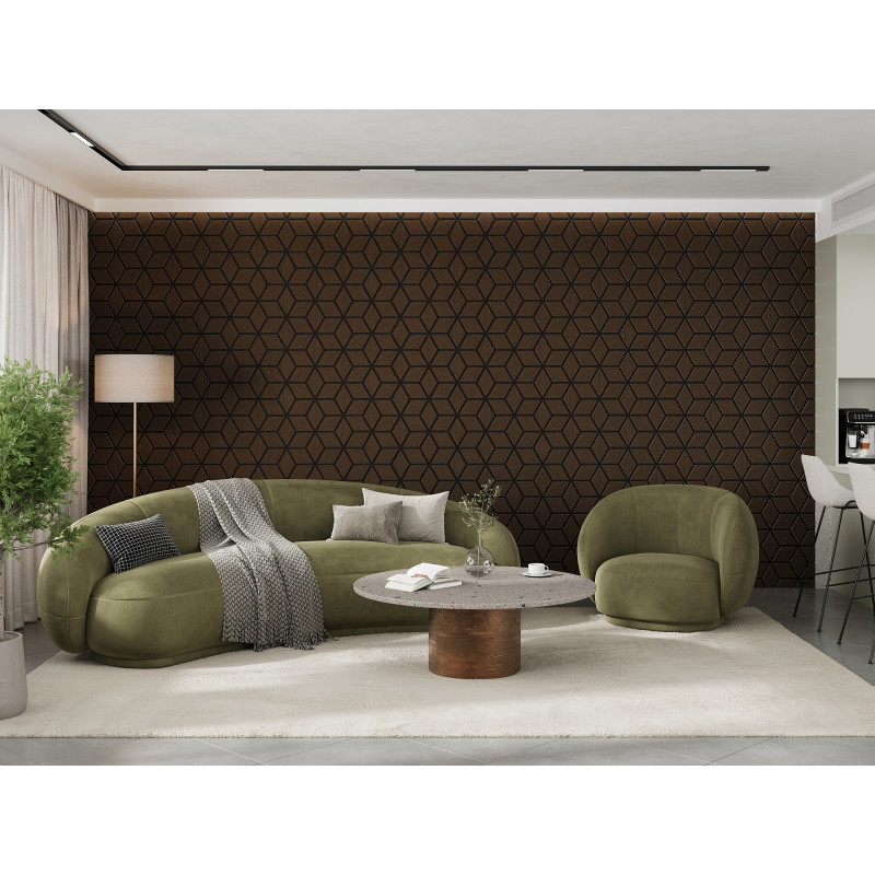 Mexen Form 02 acoustic wall panel 81 x 66 cm (4 pcs), 9 mm felt, technical veneer, Mocca Oak - S111-81667-02-045