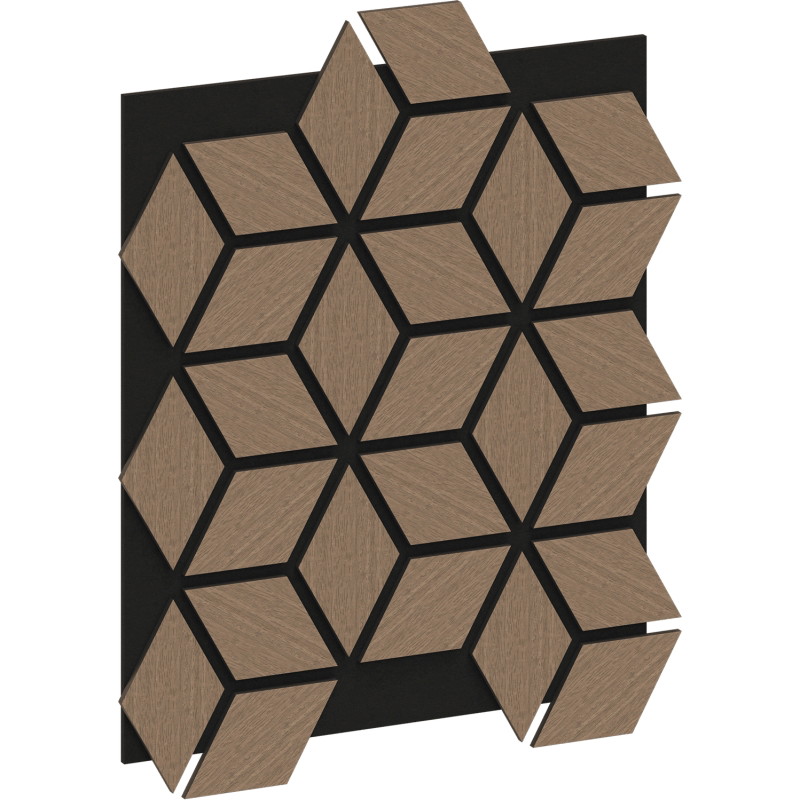 Mexen Form 02 acoustic wall panel 81 x 66 cm (4 pcs), 9 mm felt, technical veneer, Light Walnut - S111-81667-02-047