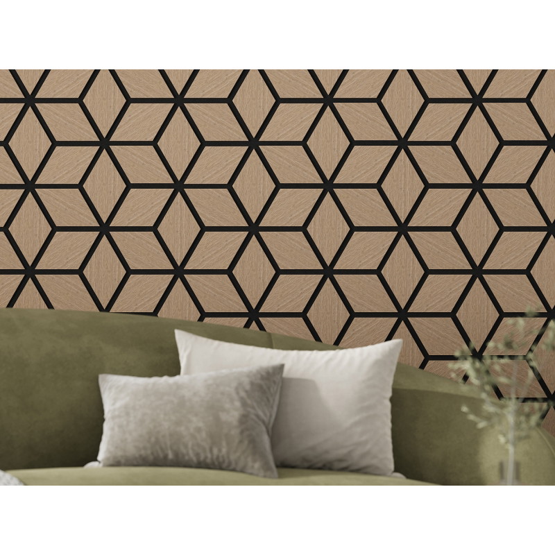 Mexen Form 02 acoustic wall panel 81 x 66 cm (4 pcs), 9 mm felt, technical veneer, Light Walnut - S111-81667-02-047