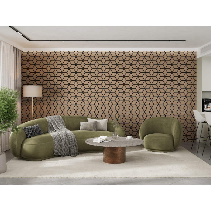 Mexen Form 02 acoustic wall panel 81 x 66 cm (4 pcs), 9 mm felt, technical veneer, Light Walnut - S111-81667-02-047