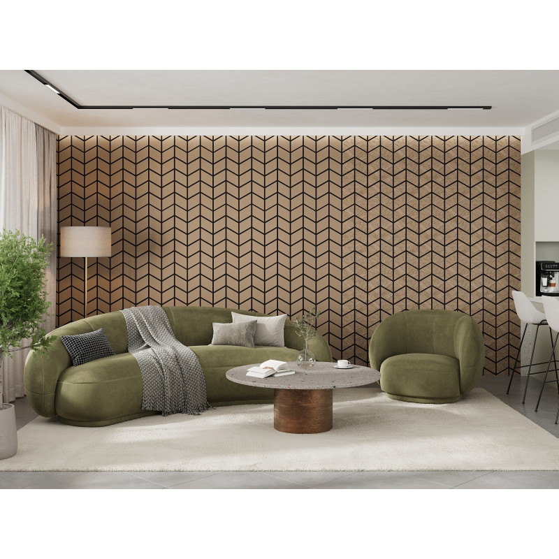 Mexen Form 03 71.5 x 58 cm Acoustic Wall Panel (4 pcs), 9 mm Felt, Technical Veneer, Light Walnut - S111-71587-03-047