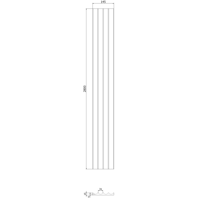 Mexen Strito 01 Strio 01 Grooved Wall Slats 280 x 14.5 cm (2 pcs), Black - S120-280-01-311
