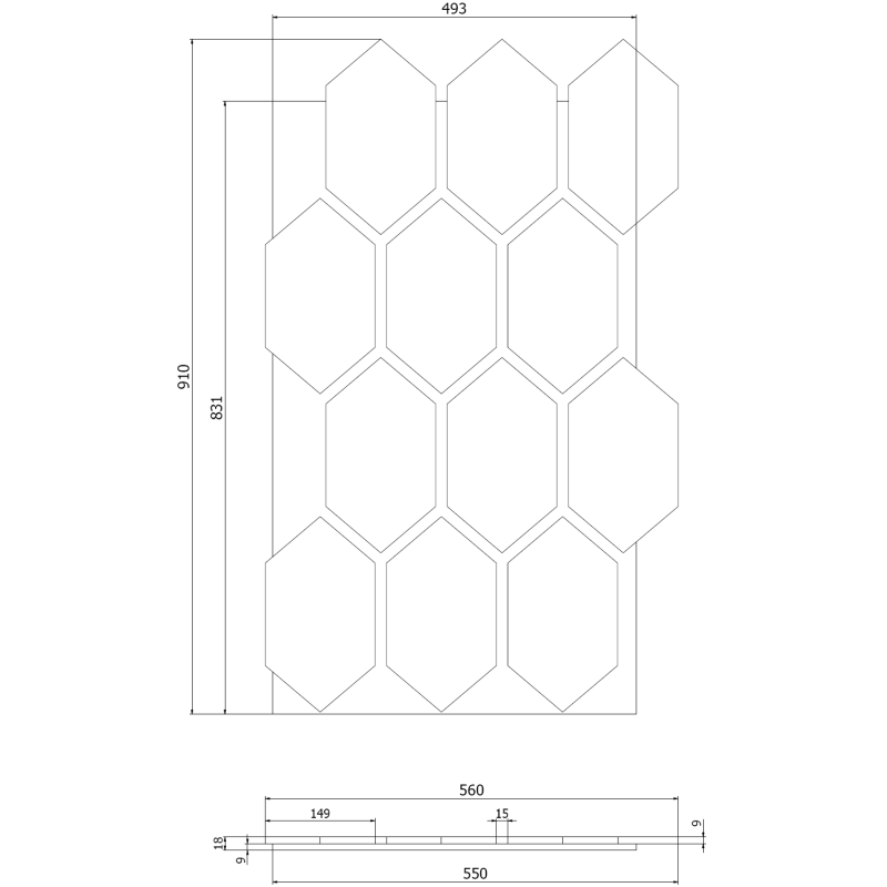 Mexen Lam-B Wall Slats 275 x 30 cm, 4 mm HDF Board, Technical Veneer, Sand Oak - S100-275307-3015-001