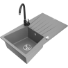 Mexen Cesar 1-bowl Granite Sink with Drainer and Telma Kitchen Tap, Grey - 6514-71-670200-70