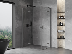 Mexen Mist-H L Duo shower cabin, left hinged 120 x 115 cm, transparent, brushed gun gray - 8A5L-120L-115P-66-00
