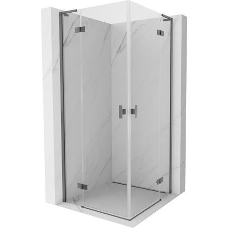 Mexen Mist-H L Duo Swing Shower Enclosure 75 x 75 cm, Transparent, Gun Metal - 8A5L-075L-075P-95-00