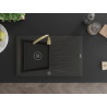 Mexen Cesar granite sink 1-bowl with drainer and kitchen faucet Telma, black/gold - 6514-75-670200-50-B