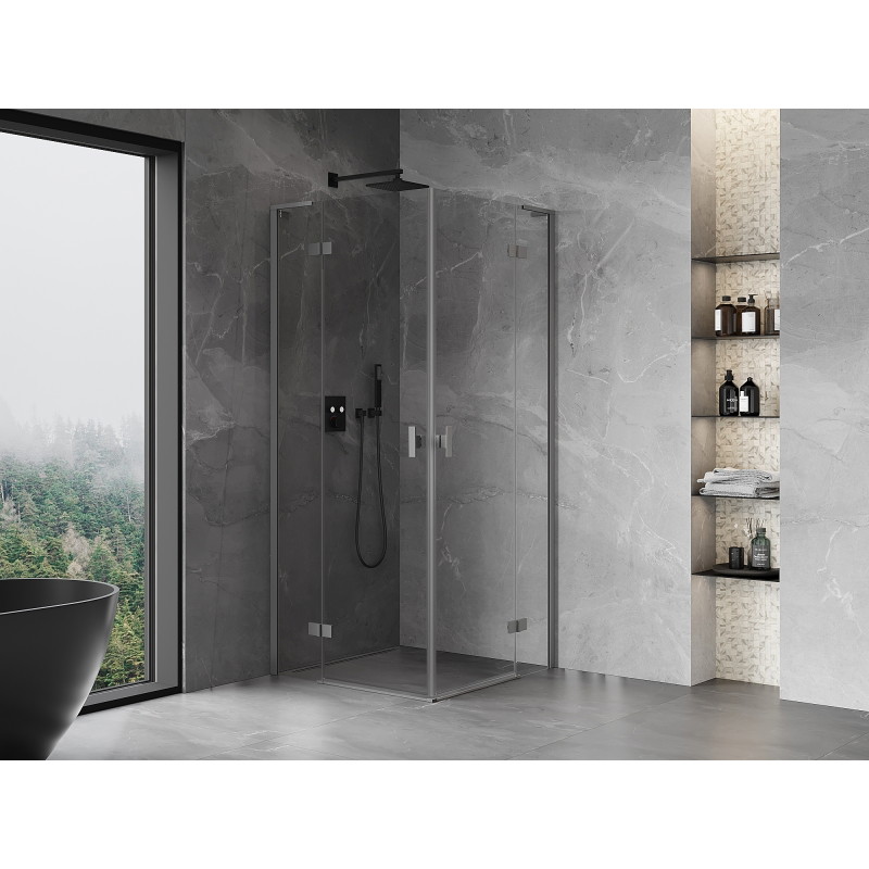 Mexen Mist-H L Duo Pivot Shower Cabin 80 x 80 cm, Transparent, Gun Metal - 8A5L-080L-080P-95-00
