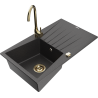 Mexen Cesar 1-bowl granite sink with drainer and Telma kitchen faucet, black speckled - 6514-76-670200-50