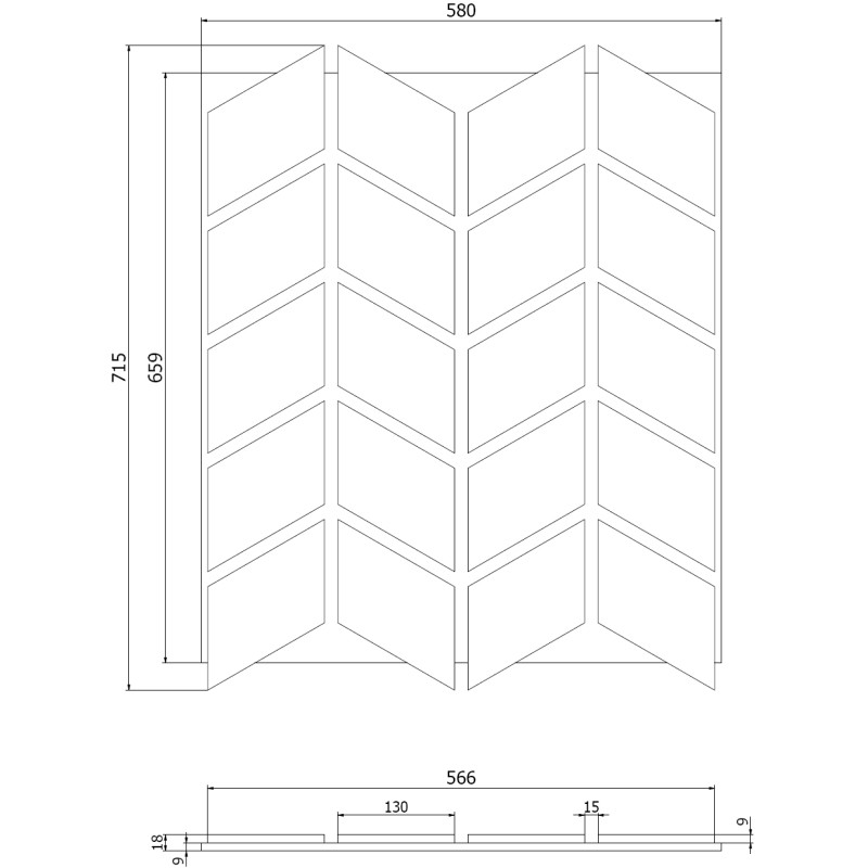 Mexen Form 03 acoustic wall panel 71.5 x 58 cm (4 units), 9 mm felt, technical veneer, Oak Classic - S111-71587-03-041