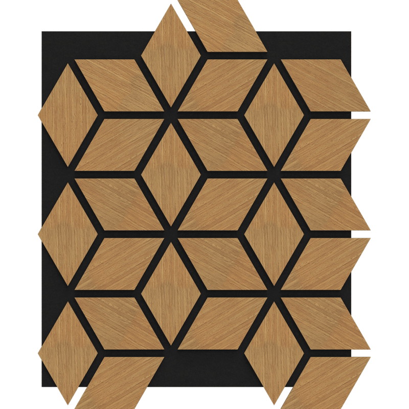 Mexen Form 02 acoustic wall panel 81 x 66 cm (4 pcs), 9 mm felt, technical veneer, Classic Oak - S111-81667-02-041