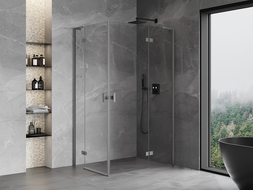 Mexen Mist-H L Duo Shower Enclosure Right Hinged 75 x 110 cm, Transparent, Gun Metal - 8A5L-075L-110P-95-00