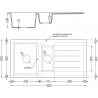 Mexen Andres 1.5-compartment granite sink with a drip tray and kitchen mixer tap Telma, Beige - 6515-69-670200-00