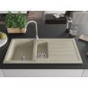 Mexen Andres granite sink 1.5-bowl with drainer and kitchen faucet Telma, beige - 6515-69-670200-00