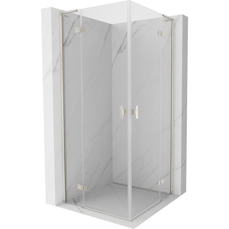 Mexen Mist-H L Duo Hinged Shower Cabin 70 x 70 cm, Transparent, Brushed Nickel - 8A5L-070L-070P-97-00