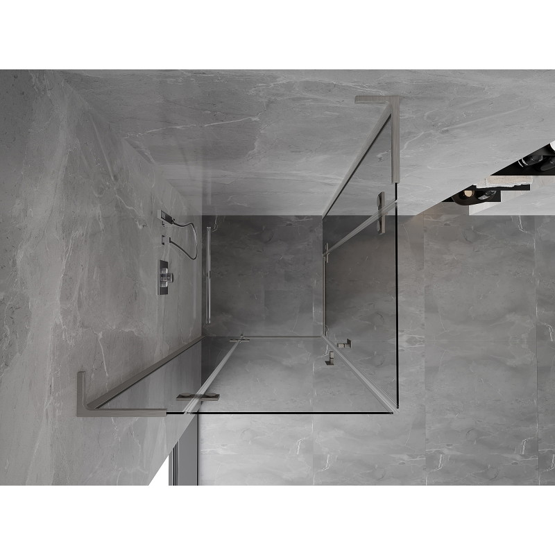 Mexen Mist-H L Duo Hinged Shower Cabin 70 x 70 cm, Transparent, Brushed Nickel - 8A5L-070L-070P-97-00